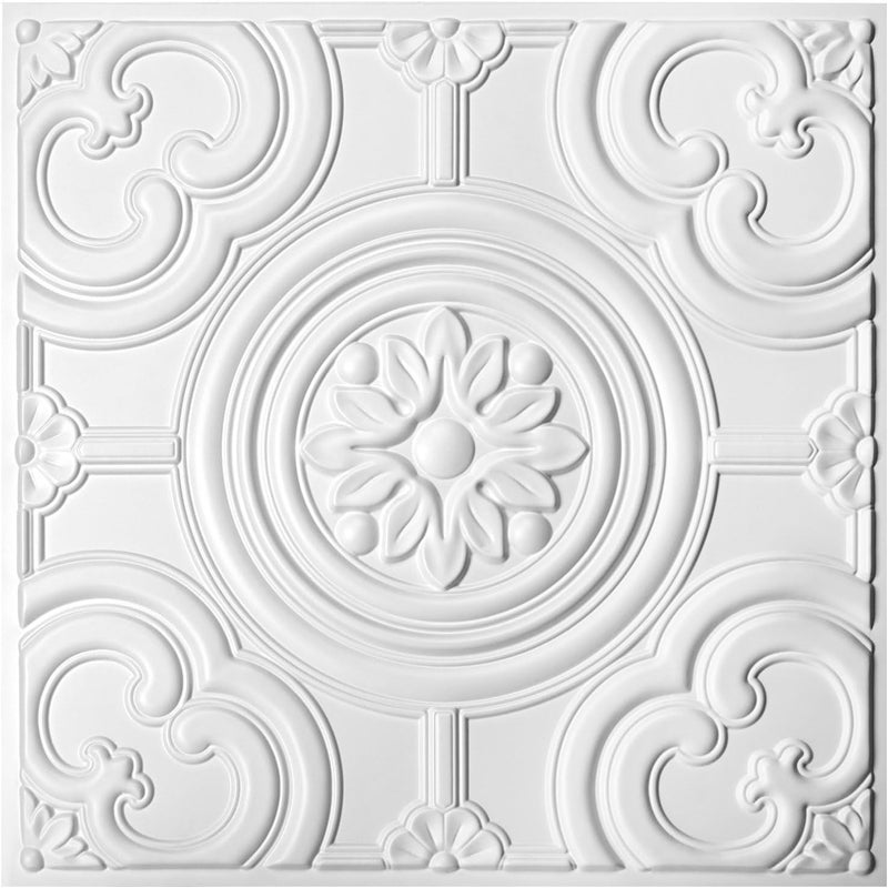 WOWSTAR 12-Pack 24"x24" Drop Ceiling Tiles, Waterproof Glue up Ceiling Panels, White - Image 1